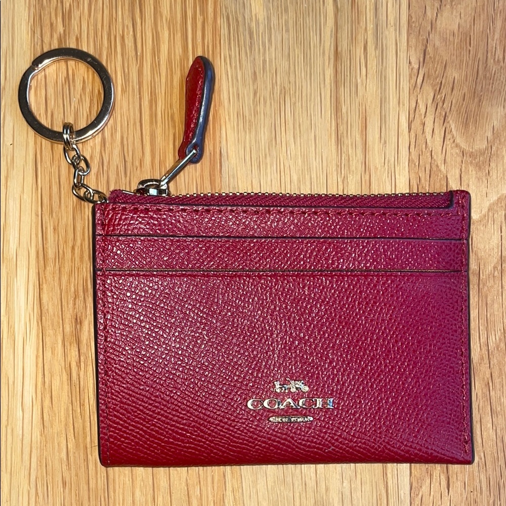 Coach Red Leather Mini Wallet/Card Holder